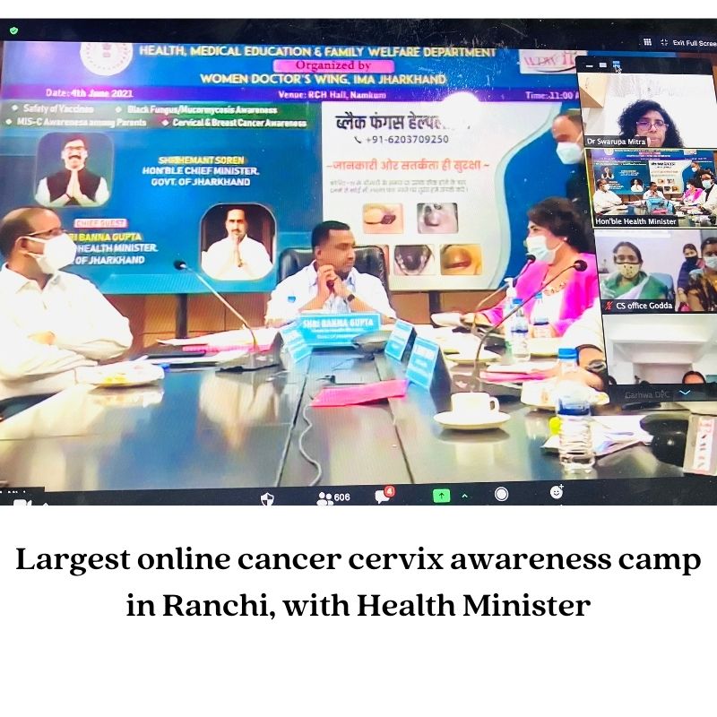 Largest online cancer cervix awareness camp in Ranchi, with Health Minister